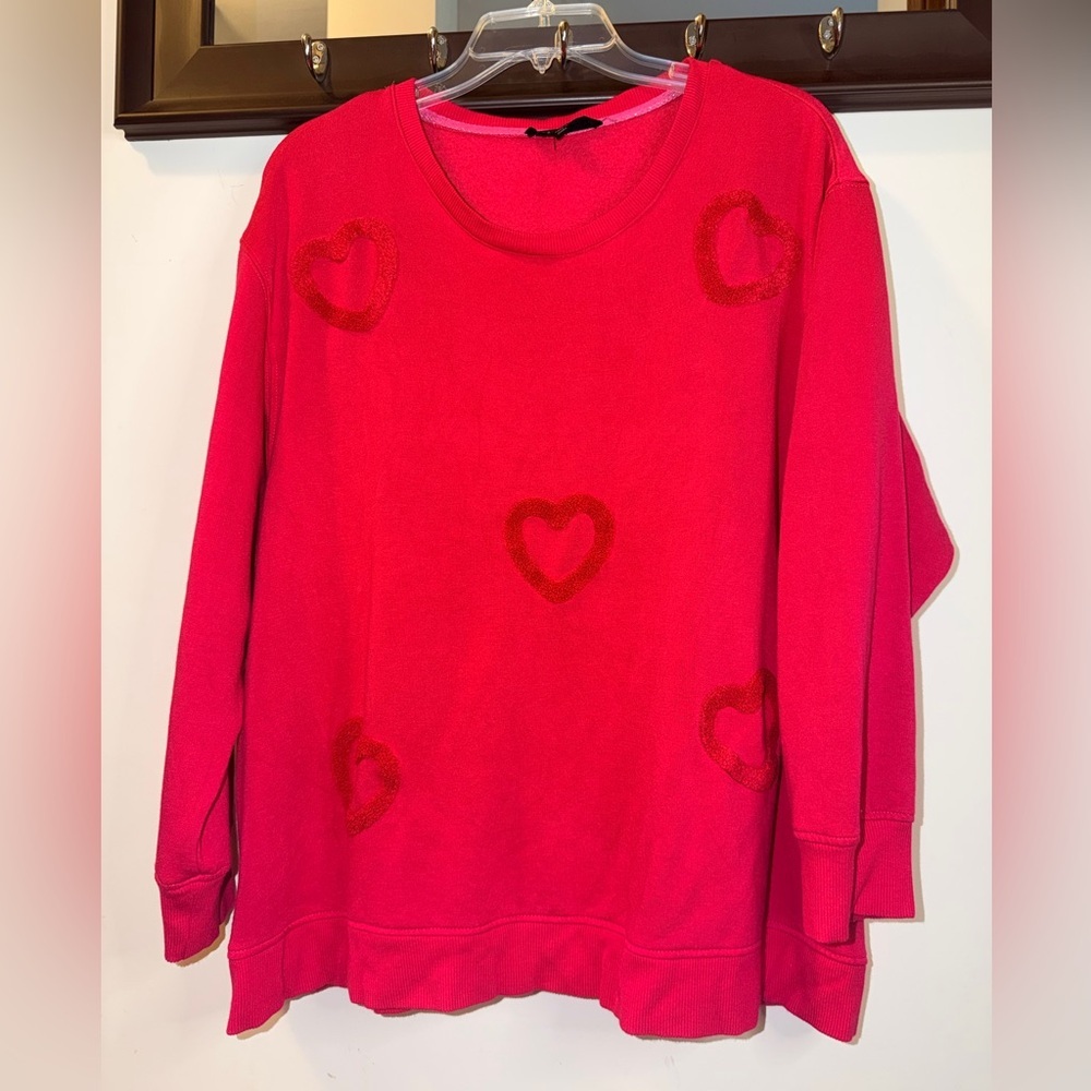 Jane + Delancey Pink Heart Patterned Sweatshirt Size 1X